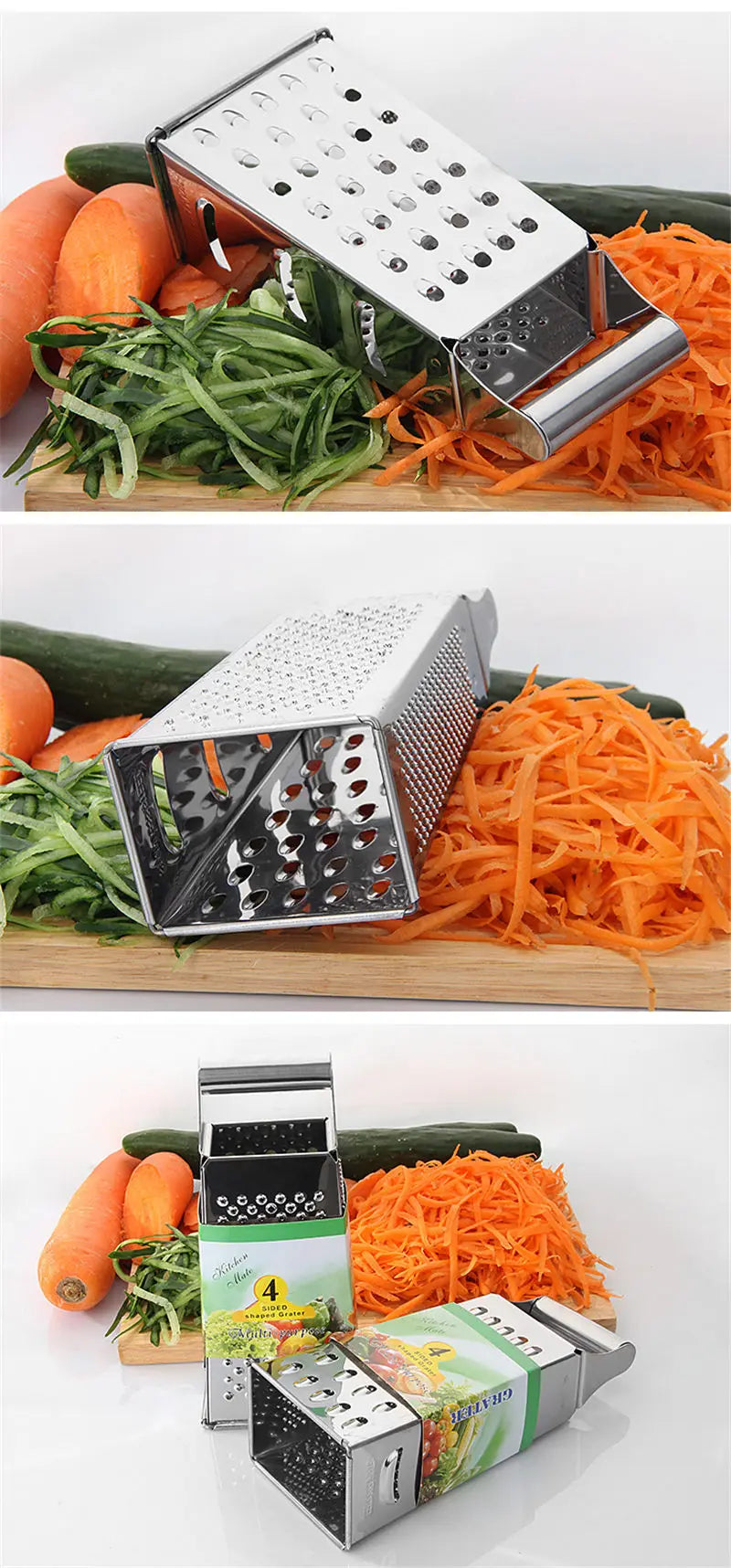 Fruit Vegetable Grater Stainless Steel 4 Sides Carrots Potatoes Grater Onion Slicer Fruit Vegetable Tools Kitchen Gadget