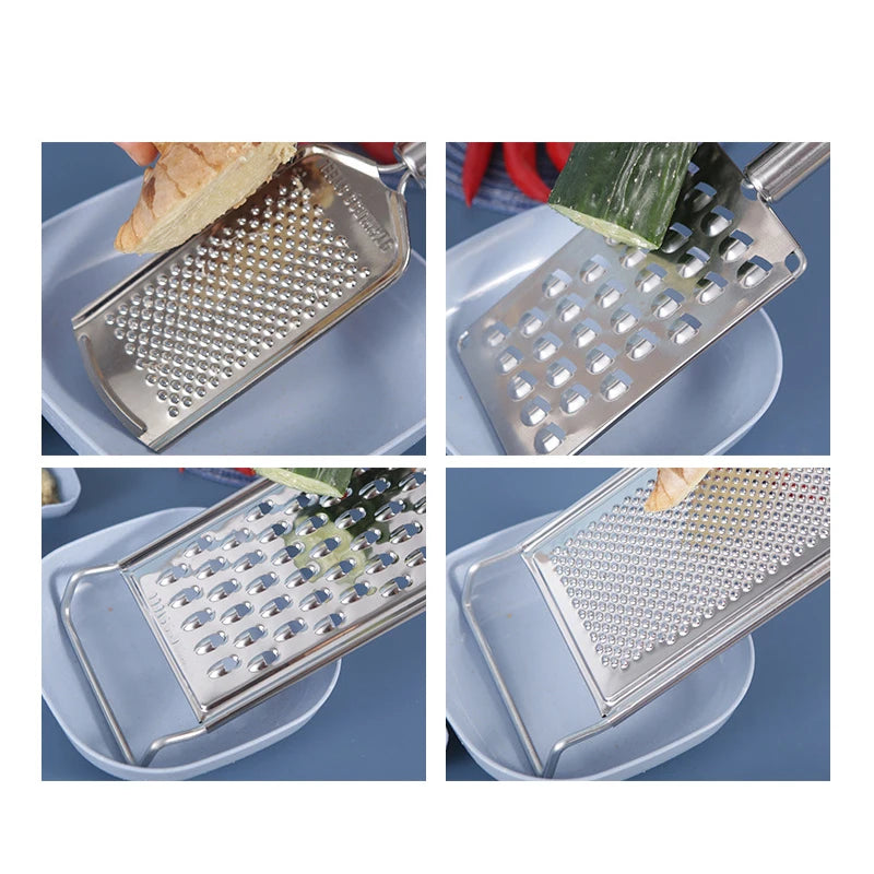 Stainless Steel No Skid Bottom Flat Grater Handheld Garlic Grater Kitchen Gadget for Ginger Soft Handle Kitchen Tools Gadgets LB