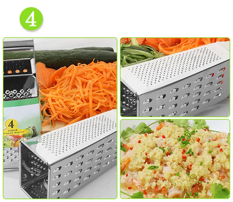 Fruit Vegetable Grater Stainless Steel 4 Sides Carrots Potatoes Grater Onion Slicer Fruit Vegetable Tools Kitchen Gadget