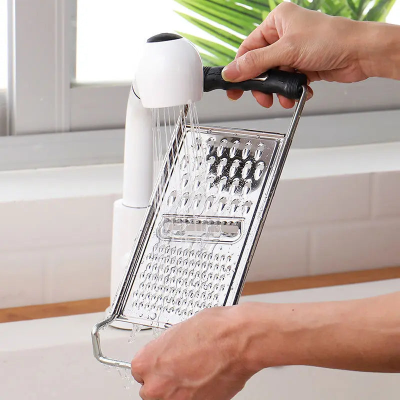 Stainless Steel No Skid Bottom Flat Grater Handheld Garlic Grater Kitchen Gadget for Ginger Soft Handle Kitchen Tools Gadgets LB