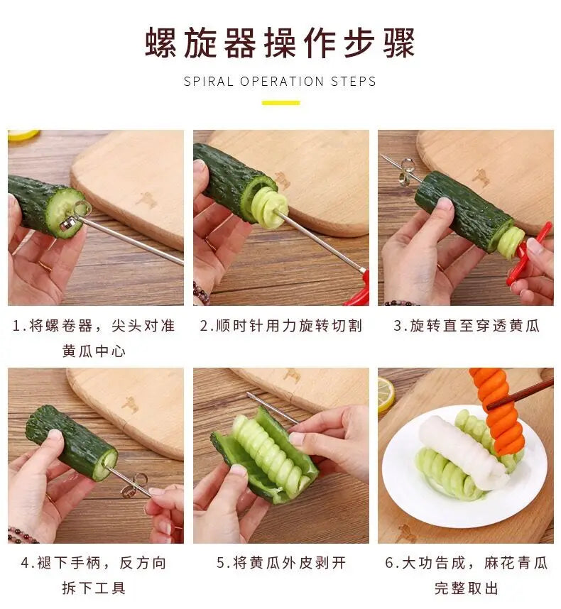 2pcs Carving Knife Kitchen Plate Vegetable Cutter Spiral Slicer Fruit Accessories Tools Gadgets Useful Small Things for Home