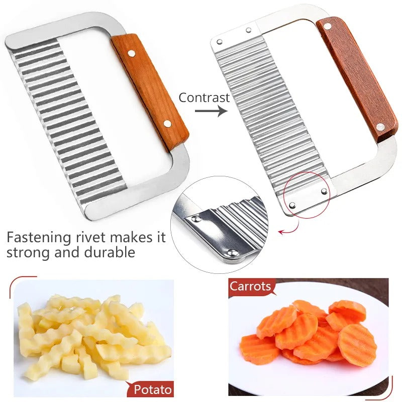 Konco Crinkle Cutters Stainless Steel Wave Potato Cutter Crinkle Cutting Tool French Fry Slice Vegetable cutter gadget for home