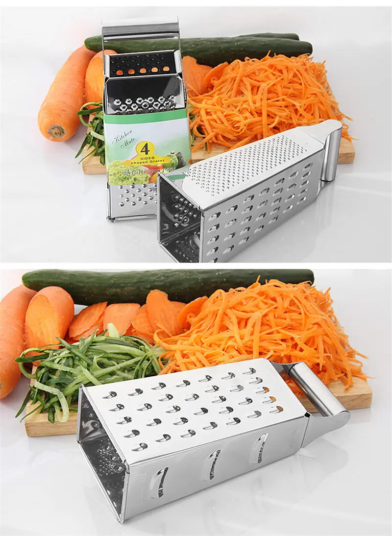 Fruit Vegetable Grater Stainless Steel 4 Sides Carrots Potatoes Grater Onion Slicer Fruit Vegetable Tools Kitchen Gadget