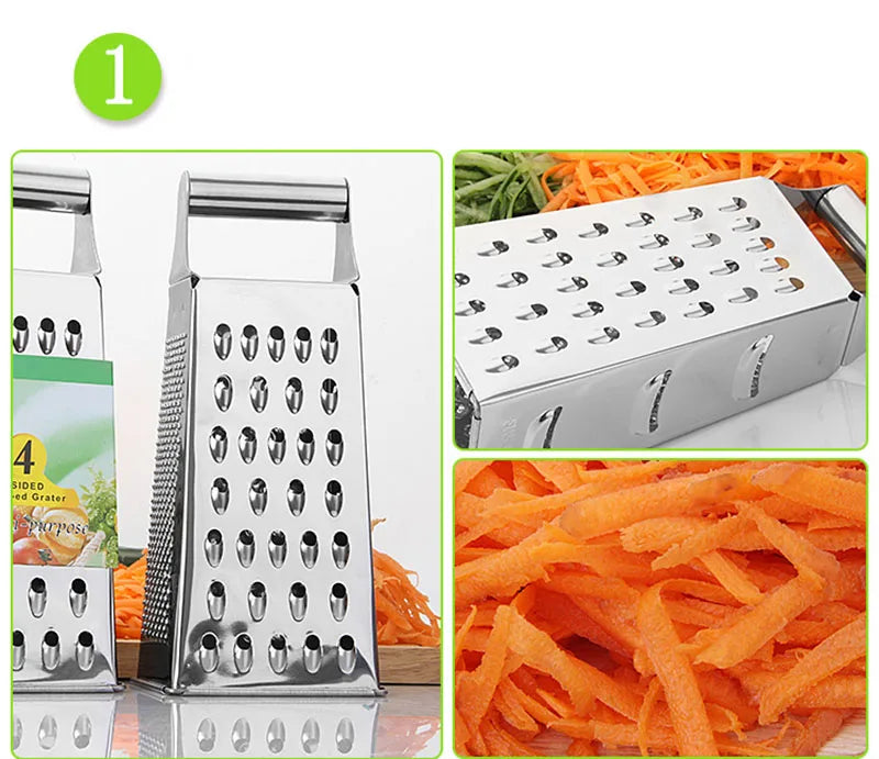 Fruit Vegetable Grater Stainless Steel 4 Sides Carrots Potatoes Grater Onion Slicer Fruit Vegetable Tools Kitchen Gadget