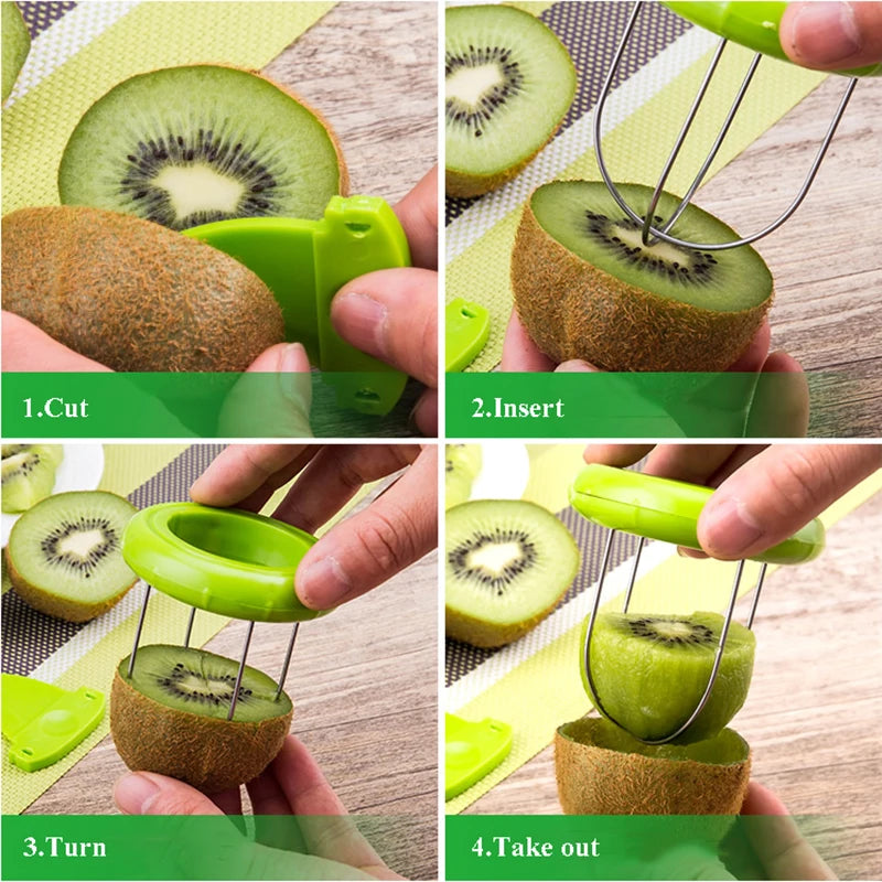 Fast Fruit Kiwi Cutter Peeler Slicer Kitchen Gadgets Stainless Steel Kiwi Peeling Tools Kitchen Fruit Salad Kitchen Accessories